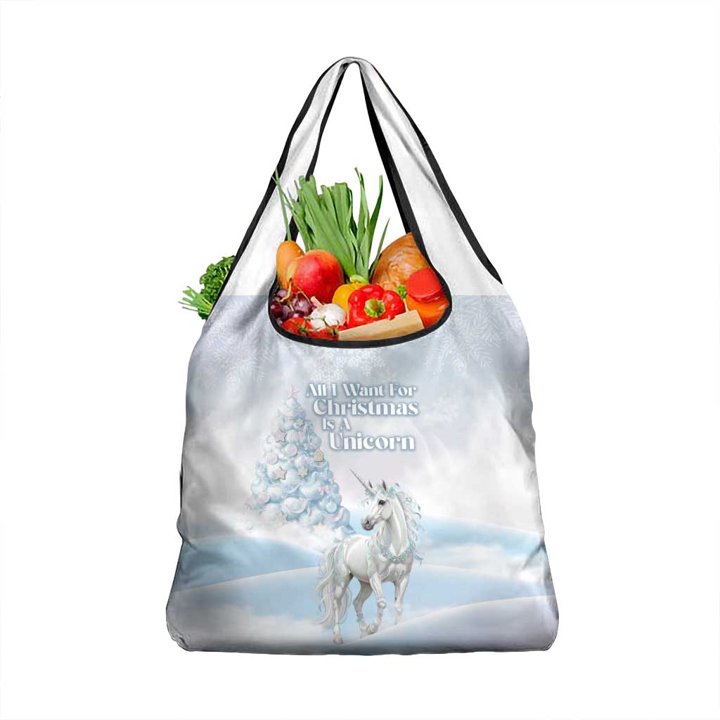 Magical Christmas Grocery Bag Unicorn With Cotton Candy Xmas Tree - Wonder Print Shop