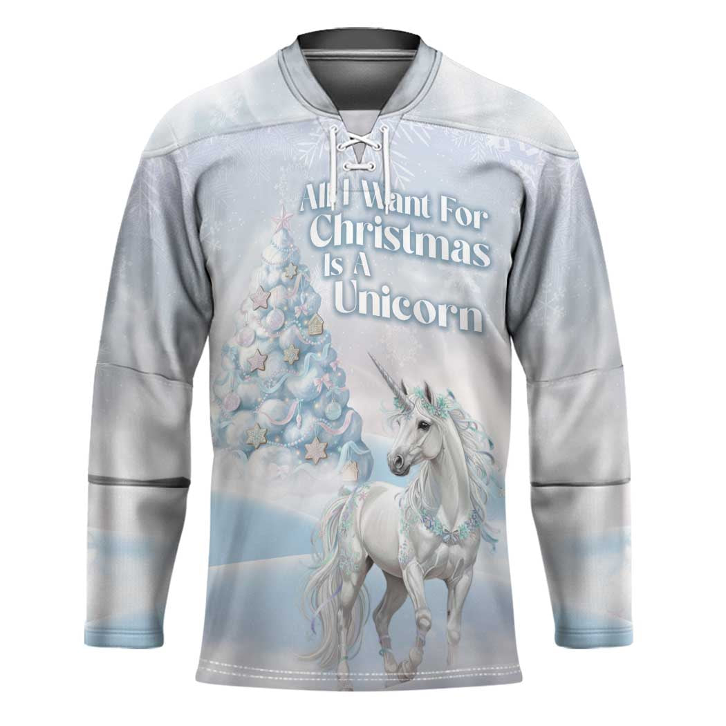 Magical Christmas Hockey Jersey Unicorn With Cotton Candy Xmas Tree - Wonder Print Shop