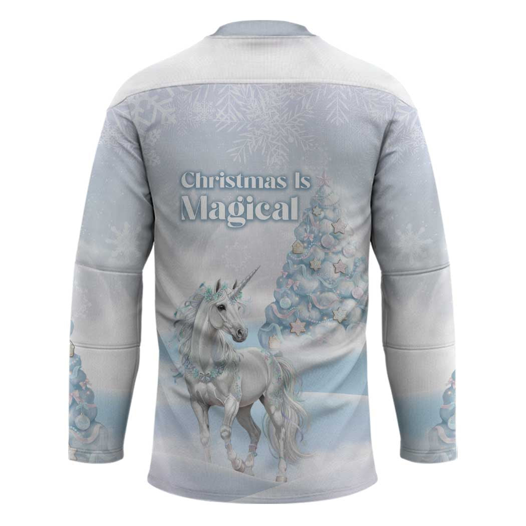 Magical Christmas Hockey Jersey Unicorn With Cotton Candy Xmas Tree - Wonder Print Shop