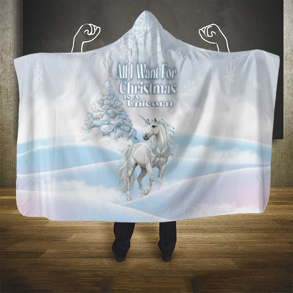 Magical Christmas Hooded Blanket Unicorn With Cotton Candy Xmas Tree - Wonder Print Shop