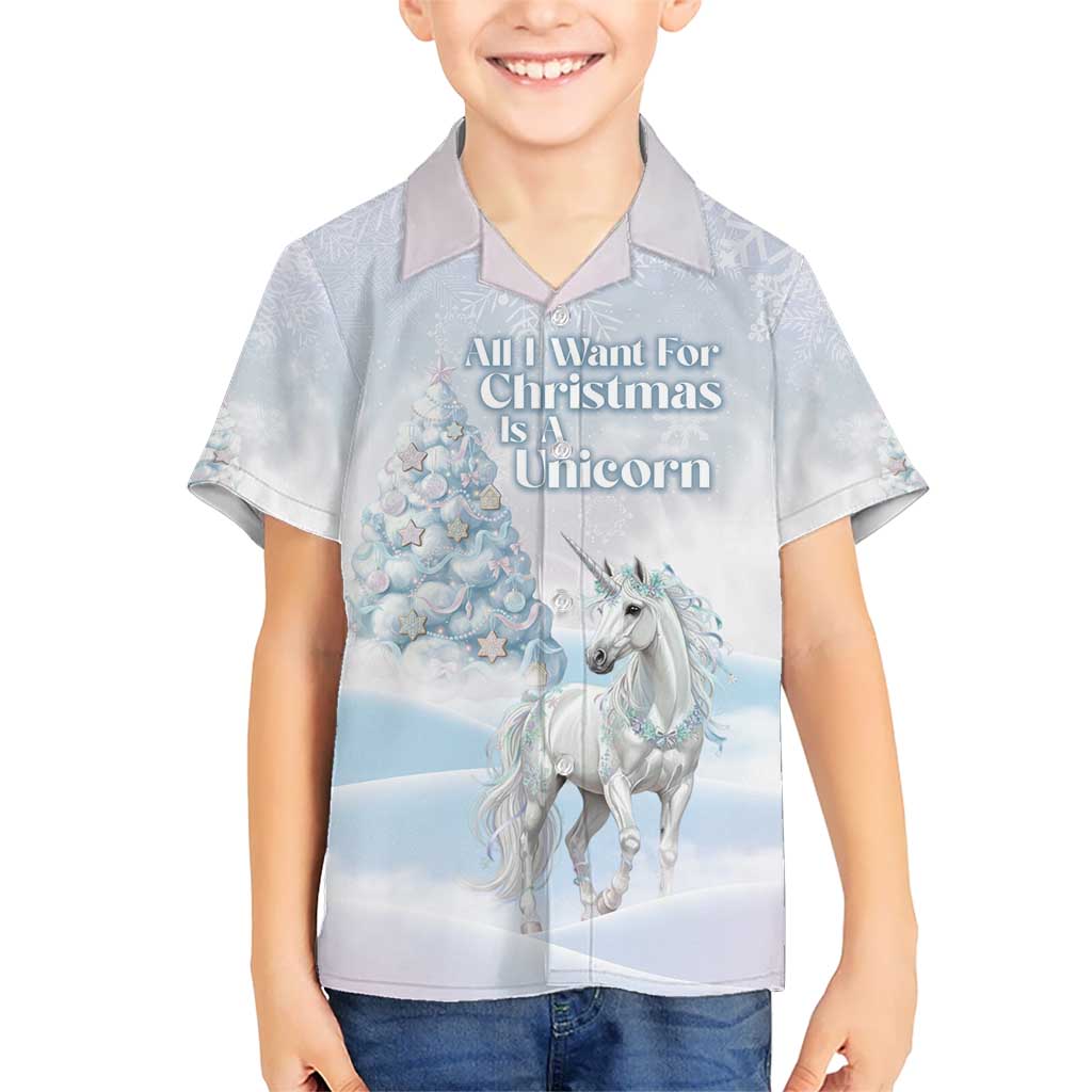 Magical Christmas Kid Hawaiian Shirt Unicorn With Cotton Candy Xmas Tree - Wonder Print Shop