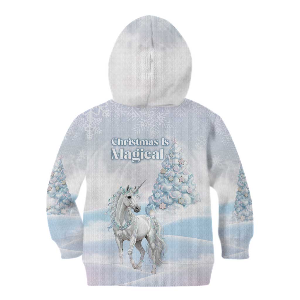 Magical Christmas Kid Hoodie Unicorn With Cotton Candy Xmas Tree - Wonder Print Shop