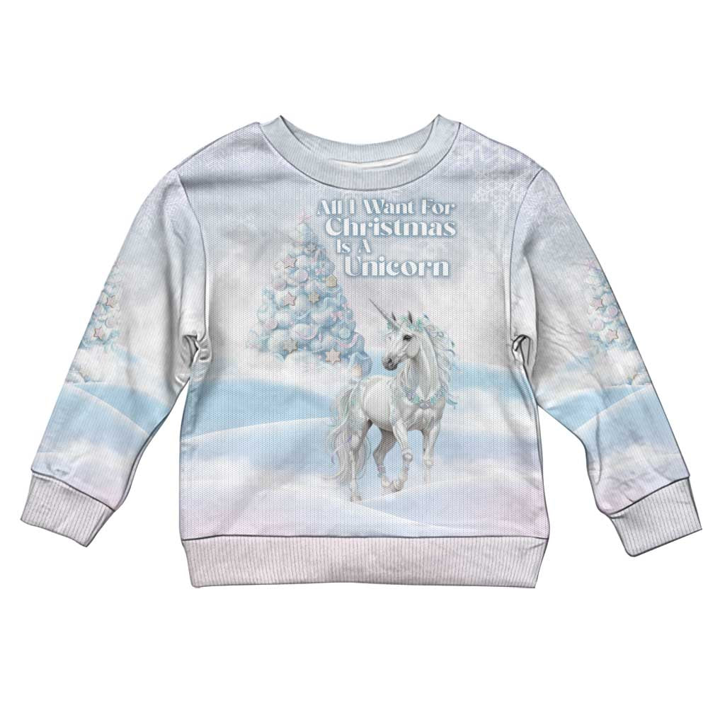 Magical Christmas Kid Ugly Christmas Sweater Unicorn With Cotton Candy Xmas Tree - Wonder Print Shop