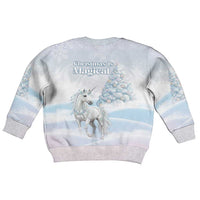 Magical Christmas Kid Ugly Christmas Sweater Unicorn With Cotton Candy Xmas Tree - Wonder Print Shop