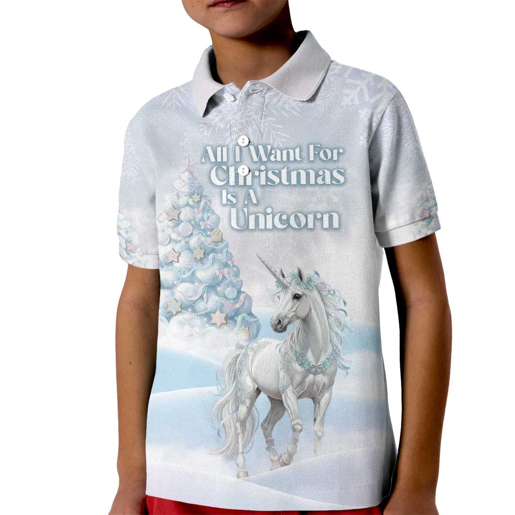 Magical Christmas Kid Polo Shirt Unicorn With Cotton Candy Xmas Tree - Wonder Print Shop