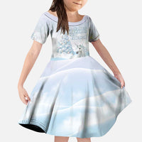 Magical Christmas Kid Short Sleeve Dress Unicorn With Cotton Candy Xmas Tree - Wonder Print Shop