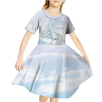 Magical Christmas Kid Short Sleeve Dress Unicorn With Cotton Candy Xmas Tree - Wonder Print Shop