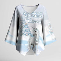 Magical Christmas Kimono Sleeve Blouse Unicorn With Cotton Candy Xmas Tree - Wonder Print Shop