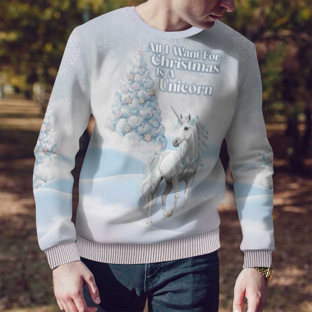 Magical Christmas Ugly Christmas Sweater Unicorn With Cotton Candy Xmas Tree - Wonder Print Shop