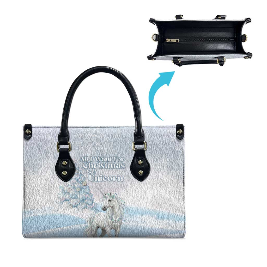 Magical Christmas Leather Bag Unicorn With Cotton Candy Xmas Tree - Wonder Print Shop