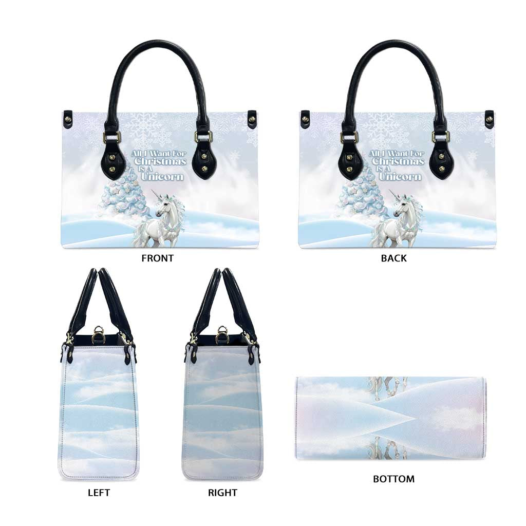 Magical Christmas Leather Bag Unicorn With Cotton Candy Xmas Tree - Wonder Print Shop