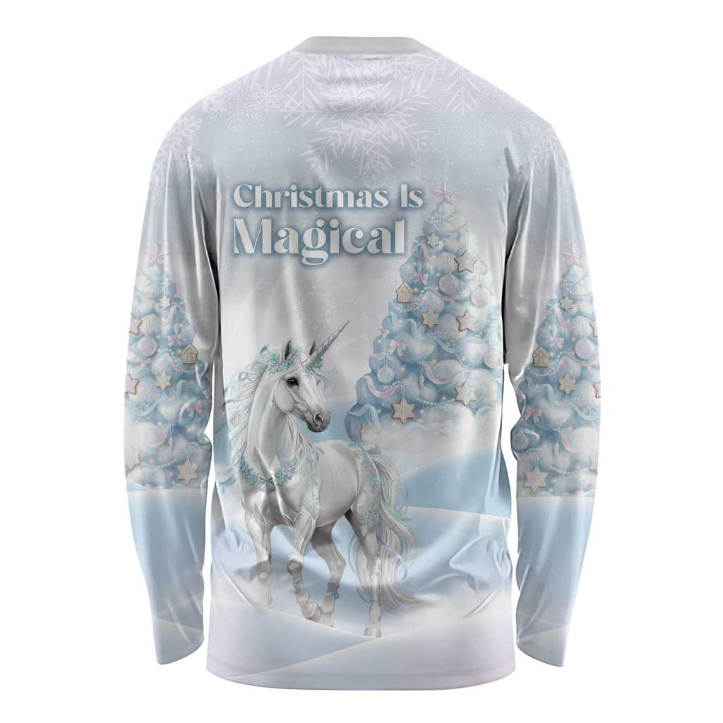Magical Christmas Long Sleeve Shirt Unicorn With Cotton Candy Xmas Tree - Wonder Print Shop