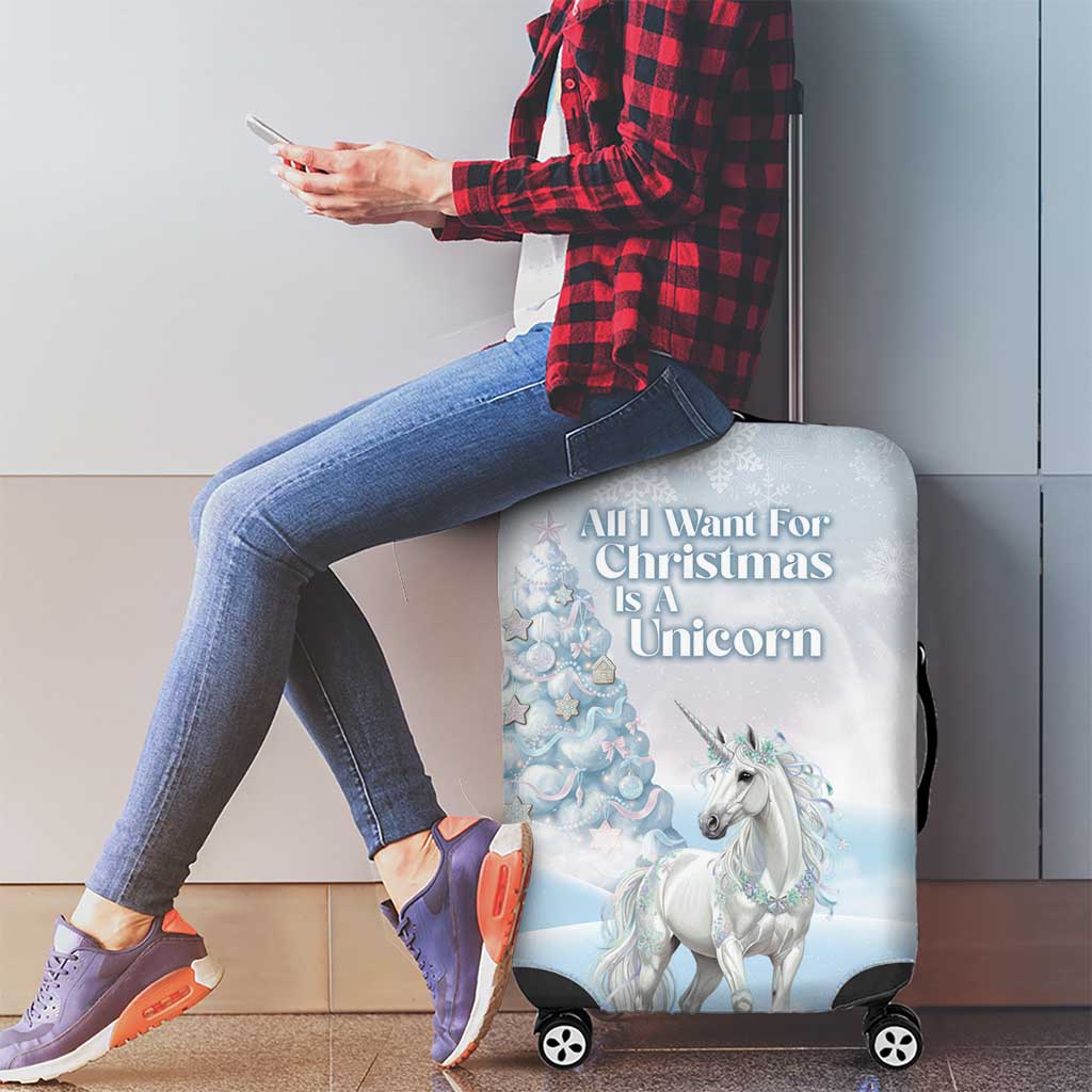 Magical Christmas Luggage Cover Unicorn With Cotton Candy Xmas Tree - Wonder Print Shop