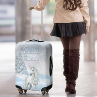 Magical Christmas Luggage Cover Unicorn With Cotton Candy Xmas Tree - Wonder Print Shop
