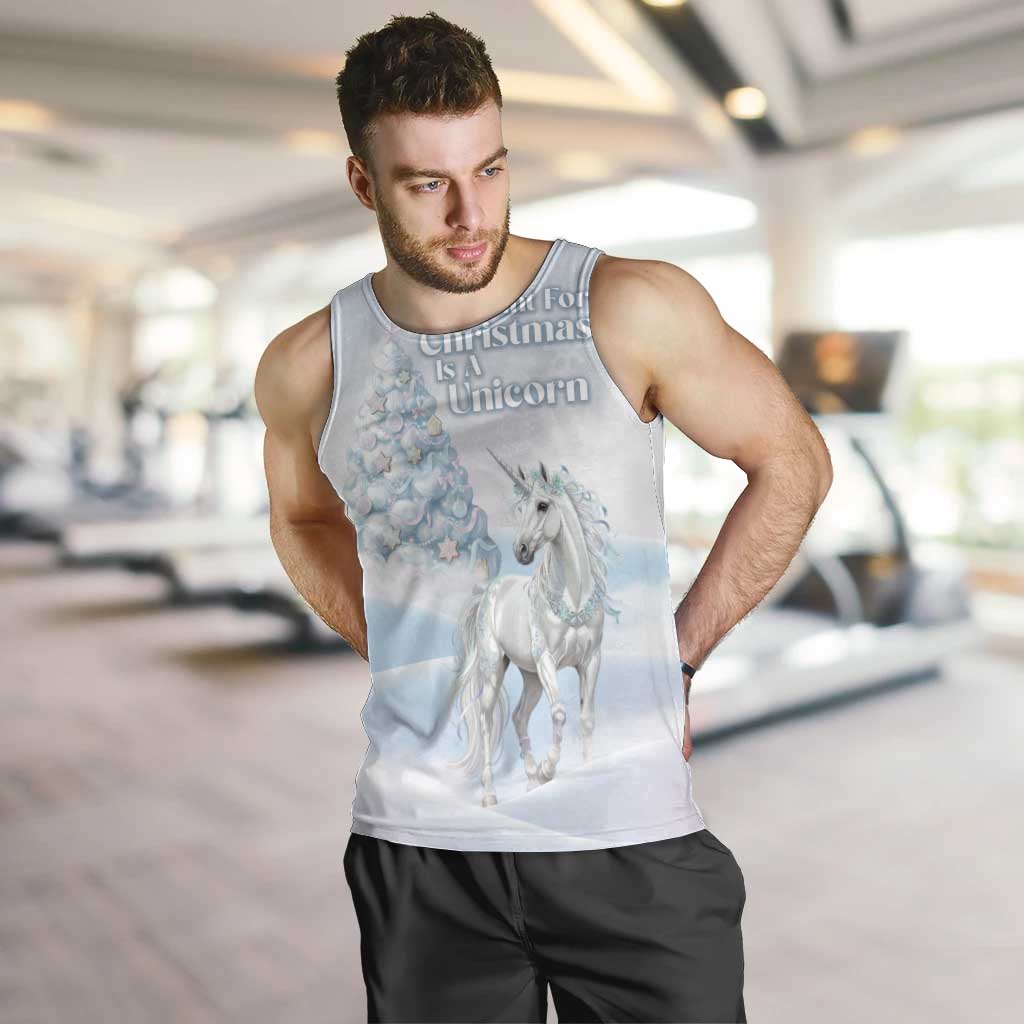 Magical Christmas Men Tank Top Unicorn With Cotton Candy Xmas Tree - Wonder Print Shop
