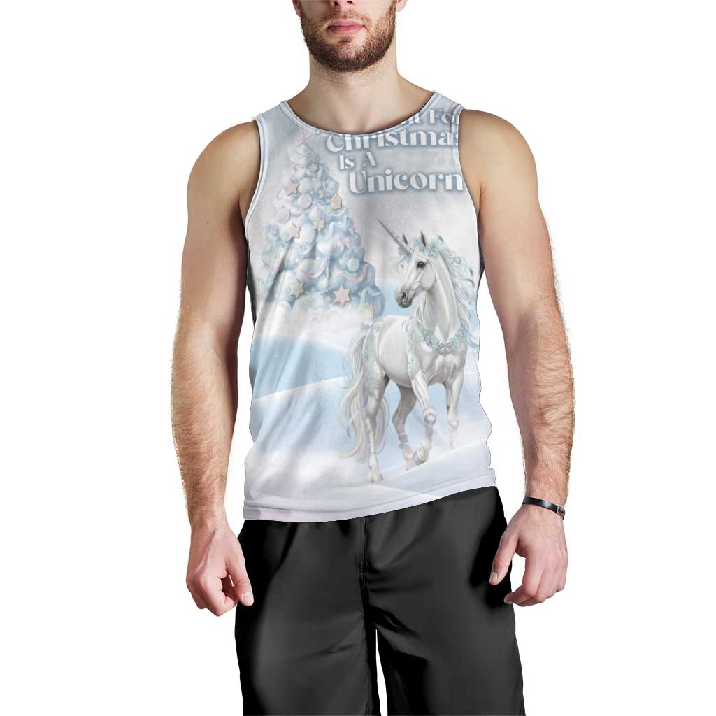 Magical Christmas Men Tank Top Unicorn With Cotton Candy Xmas Tree - Wonder Print Shop