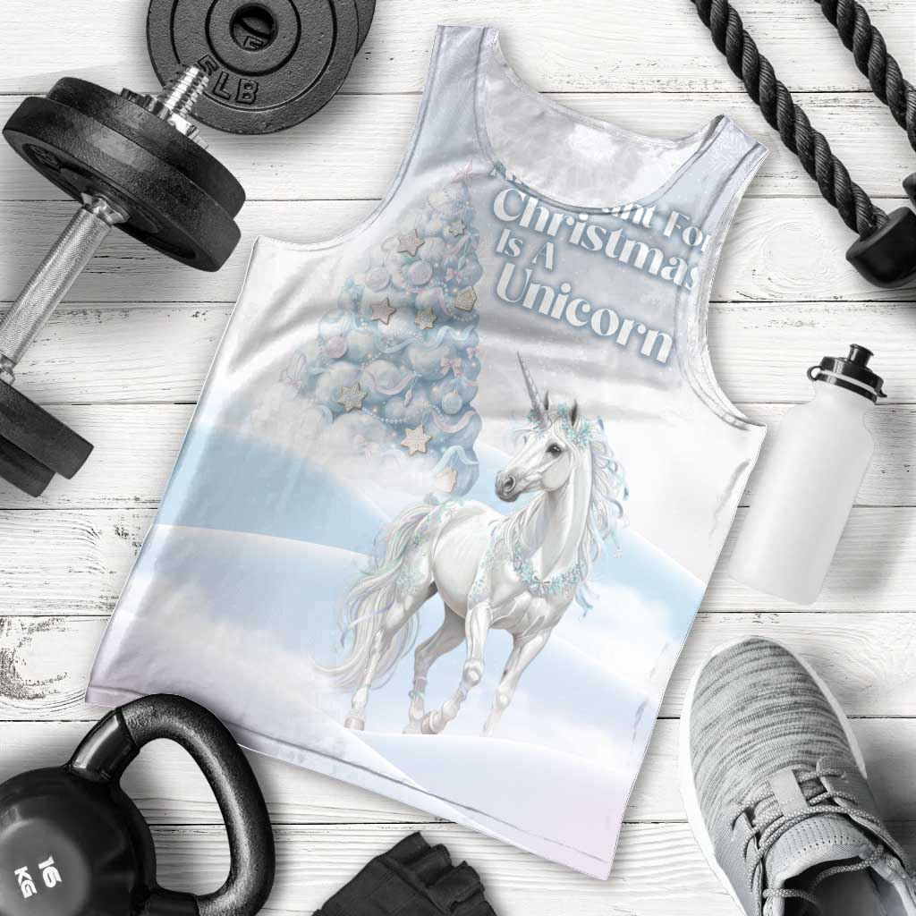 Magical Christmas Men Tank Top Unicorn With Cotton Candy Xmas Tree - Wonder Print Shop