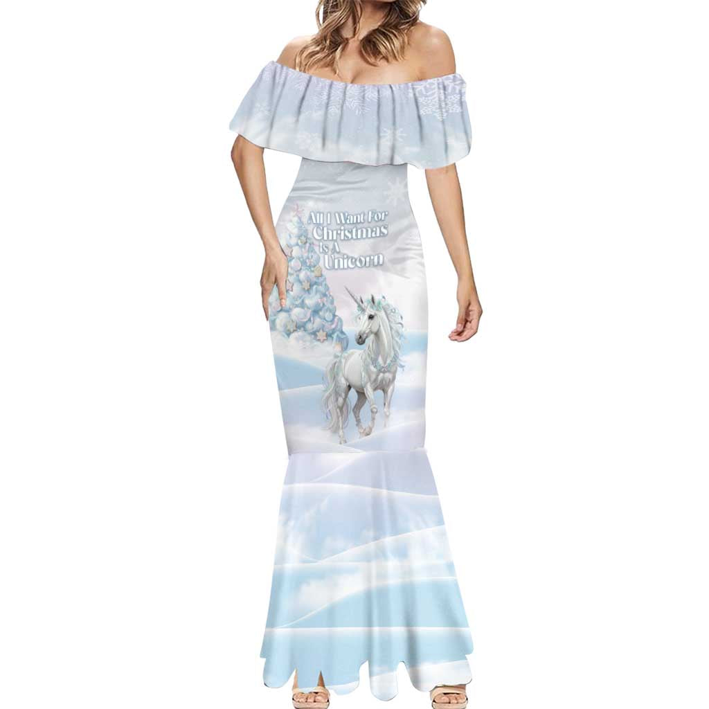 Magical Christmas Mermaid Dress Unicorn With Cotton Candy Xmas Tree - Wonder Print Shop