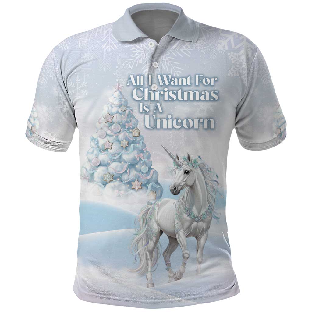 Magical Christmas Polo Shirt Unicorn With Cotton Candy Xmas Tree - Wonder Print Shop