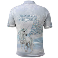 Magical Christmas Polo Shirt Unicorn With Cotton Candy Xmas Tree - Wonder Print Shop