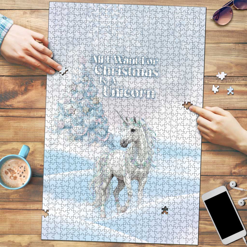Magical Christmas Puzzle Unicorn With Cotton Candy Xmas Tree - Wonder Print Shop