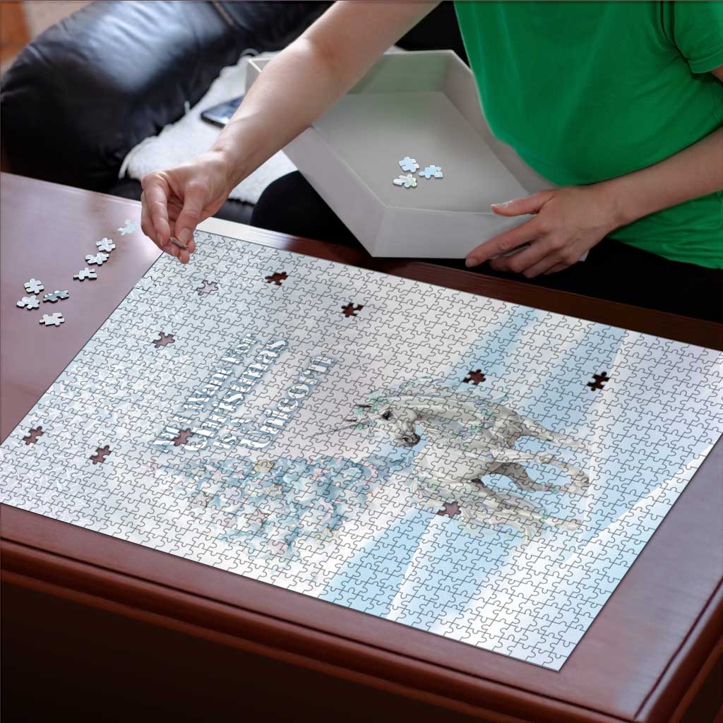 Magical Christmas Puzzle Unicorn With Cotton Candy Xmas Tree - Wonder Print Shop