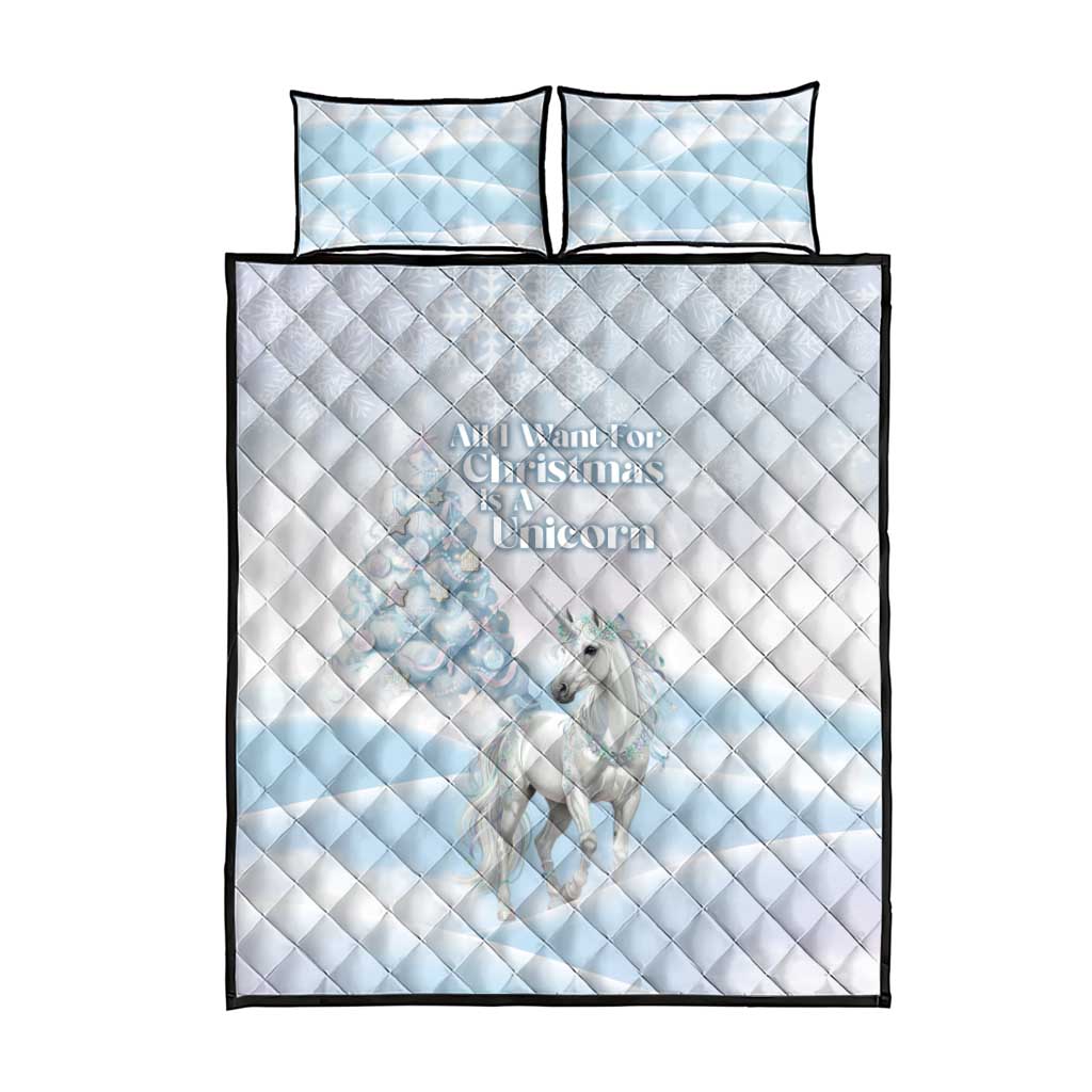 Magical Christmas Quilt Bed Set Unicorn With Cotton Candy Xmas Tree - Wonder Print Shop