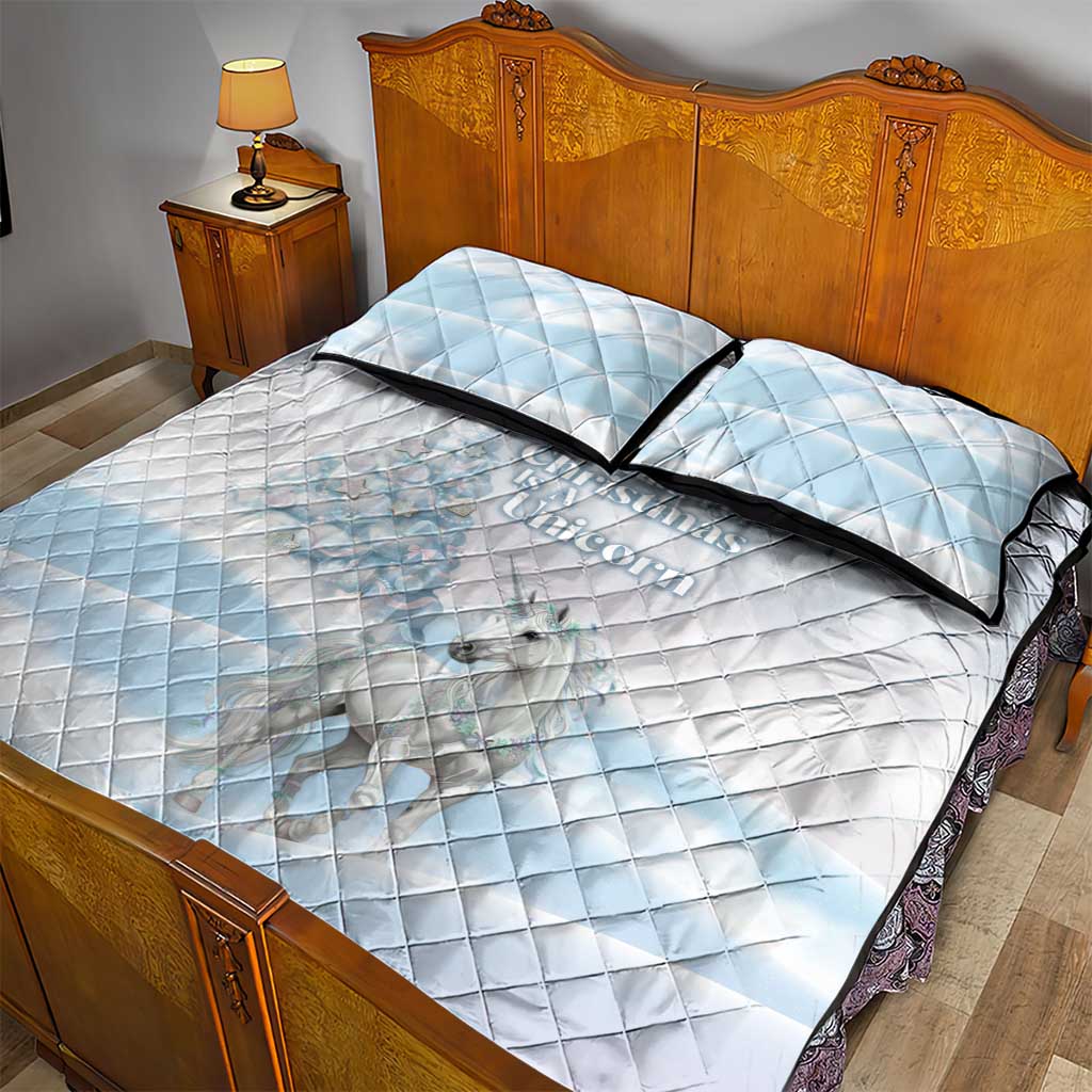 Magical Christmas Quilt Bed Set Unicorn With Cotton Candy Xmas Tree - Wonder Print Shop
