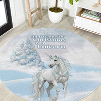 Magical Christmas Round Carpet Unicorn With Cotton Candy Xmas Tree - Wonder Print Shop