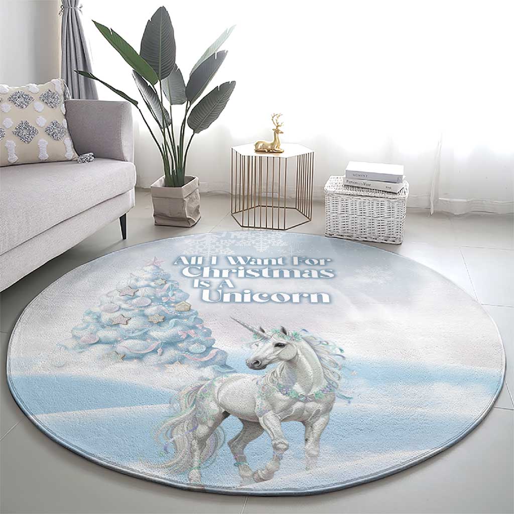Magical Christmas Round Carpet Unicorn With Cotton Candy Xmas Tree - Wonder Print Shop
