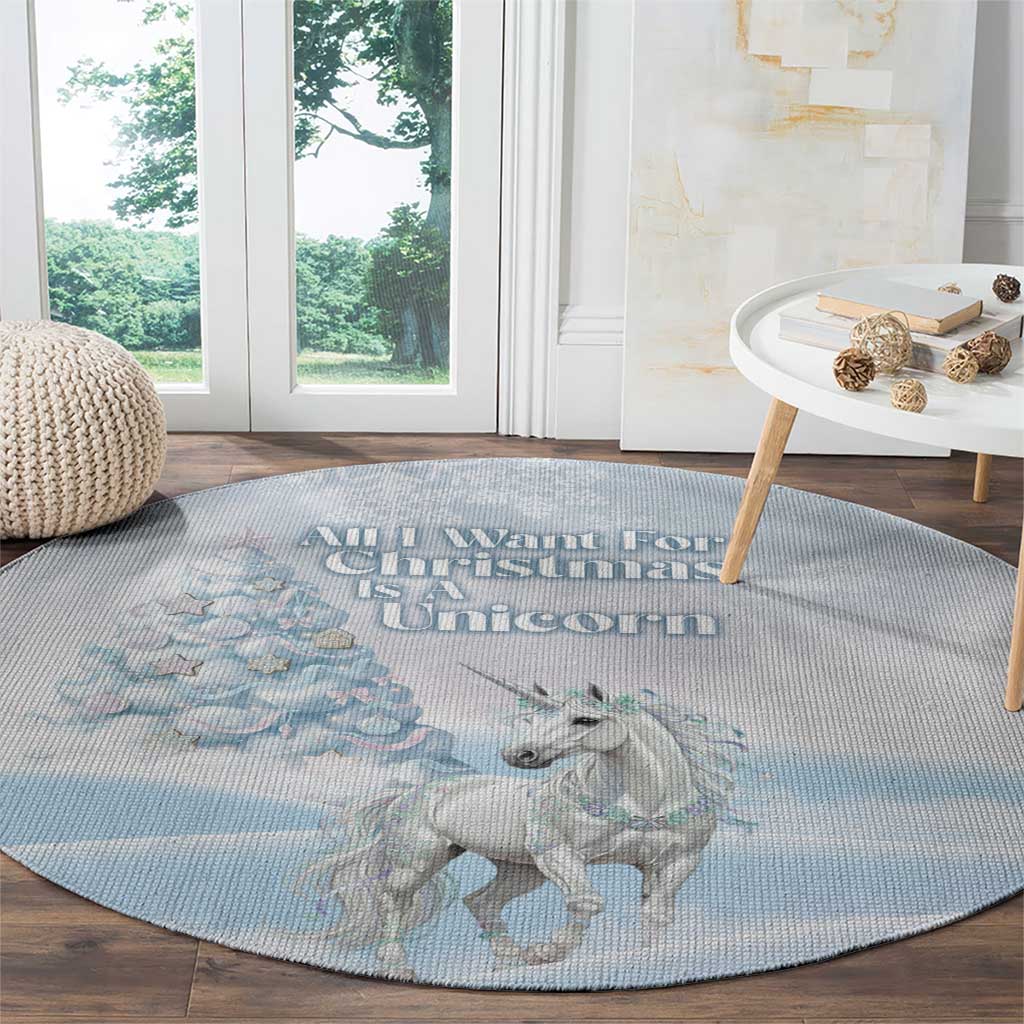 Magical Christmas Round Carpet Unicorn With Cotton Candy Xmas Tree - Wonder Print Shop