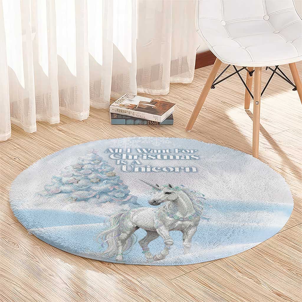 Magical Christmas Round Carpet Unicorn With Cotton Candy Xmas Tree - Wonder Print Shop
