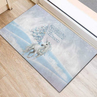 Magical Christmas Rubber Doormat Unicorn With Cotton Candy Xmas Tree - Wonder Print Shop