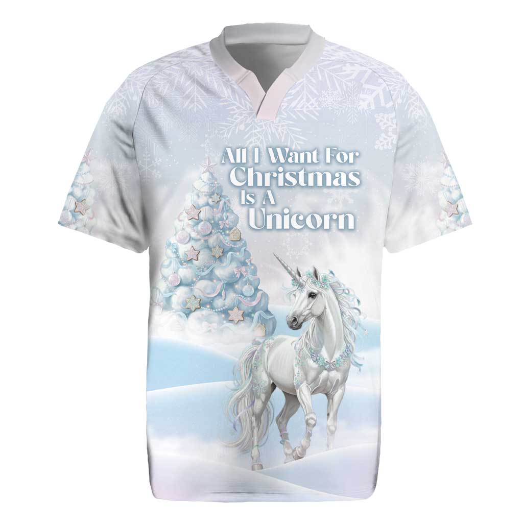 Magical Christmas Rugby Jersey Unicorn With Cotton Candy Xmas Tree - Wonder Print Shop