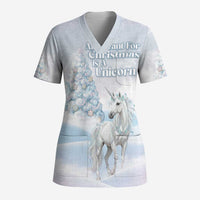Magical Christmas Scrub Top Unicorn With Cotton Candy Xmas Tree - Wonder Print Shop