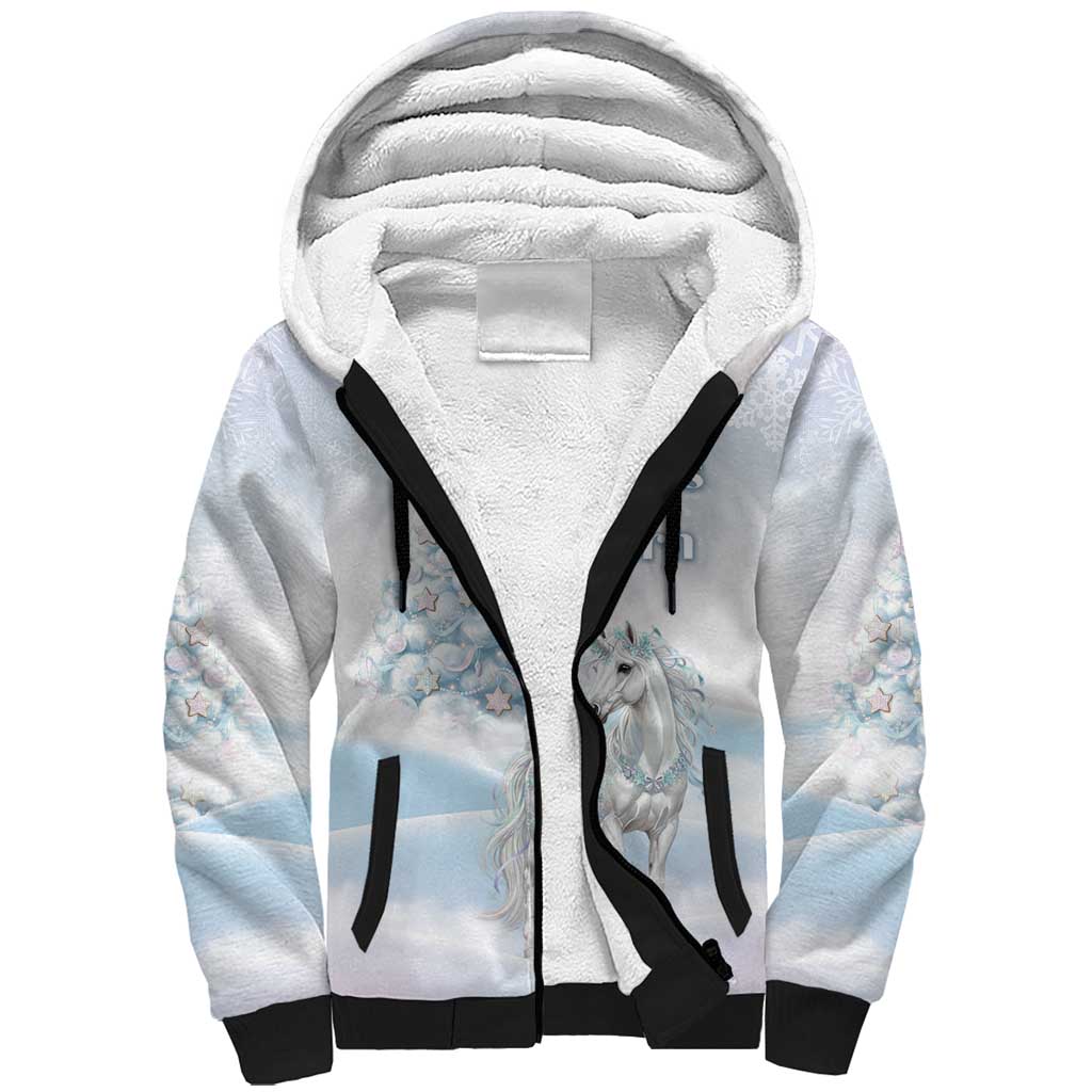 Magical Christmas Sherpa Hoodie Unicorn With Cotton Candy Xmas Tree - Wonder Print Shop