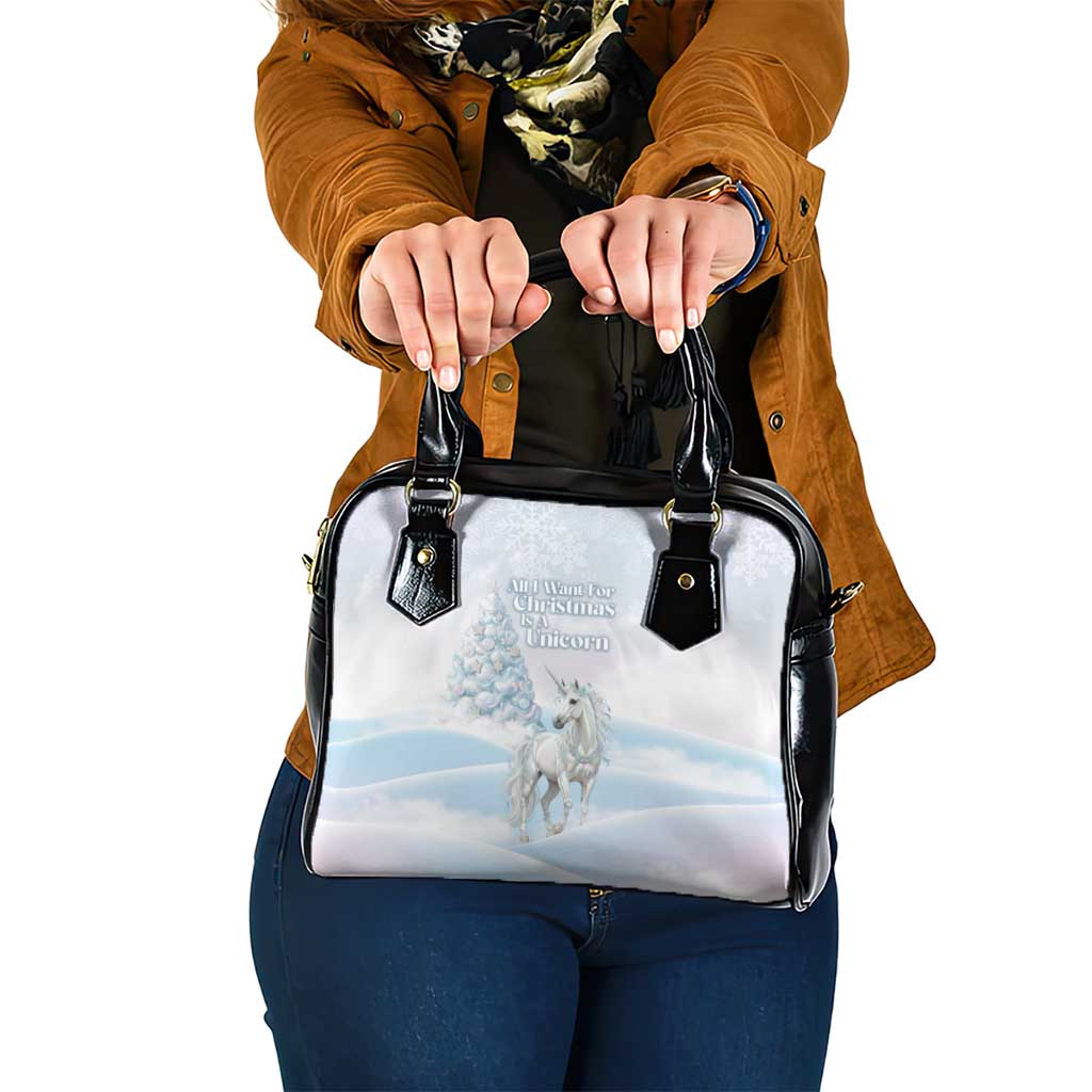 Magical Christmas Shoulder Handbag Unicorn With Cotton Candy Xmas Tree - Wonder Print Shop
