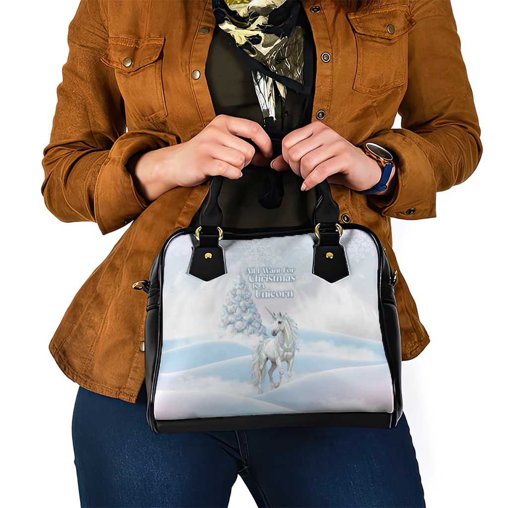 Magical Christmas Shoulder Handbag Unicorn With Cotton Candy Xmas Tree - Wonder Print Shop