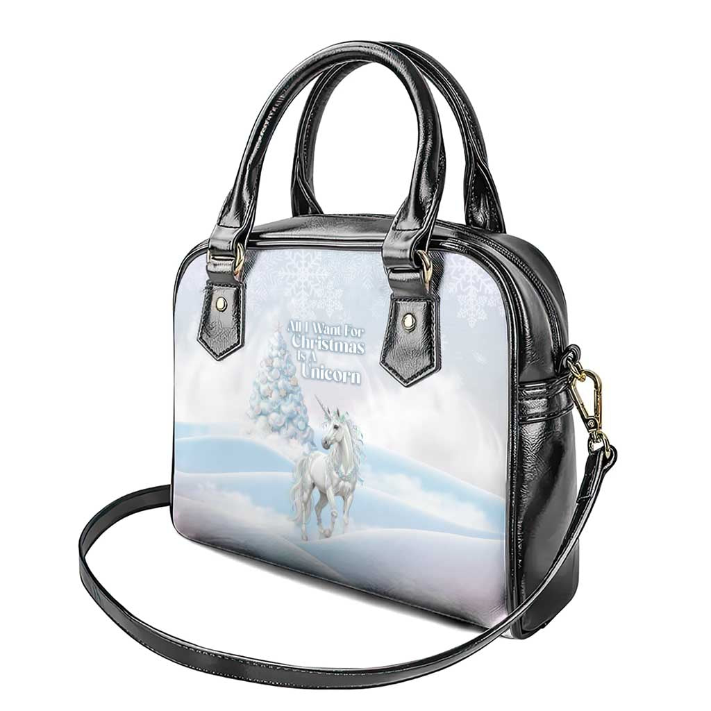 Magical Christmas Shoulder Handbag Unicorn With Cotton Candy Xmas Tree - Wonder Print Shop