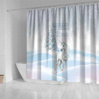 Magical Christmas Shower Curtain Unicorn With Cotton Candy Xmas Tree - Wonder Print Shop