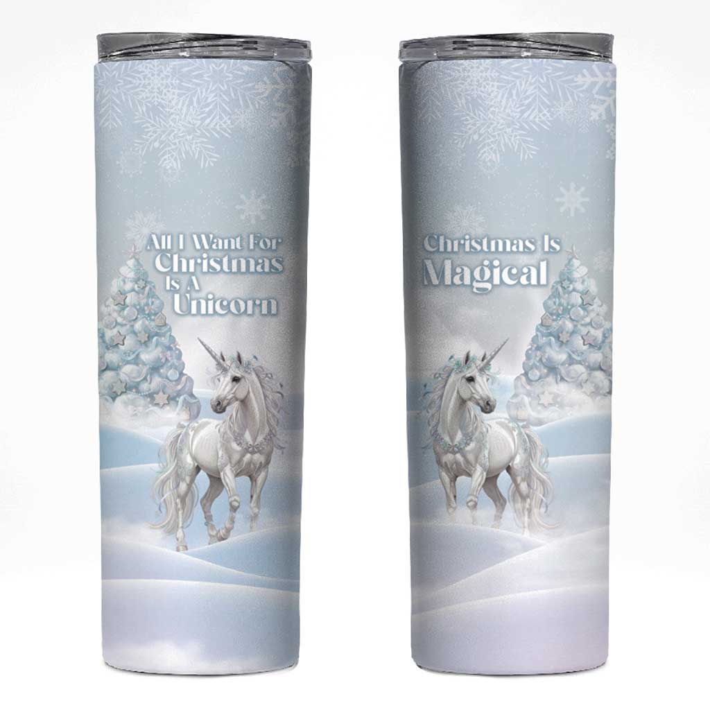 Magical Christmas Skinny Tumbler Unicorn With Cotton Candy Xmas Tree - Wonder Print Shop