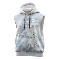 Magical Christmas Sleeveless Hoodie Unicorn With Cotton Candy Xmas Tree - Wonder Print Shop