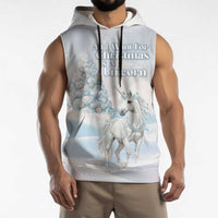 Magical Christmas Sleeveless Hoodie Unicorn With Cotton Candy Xmas Tree - Wonder Print Shop
