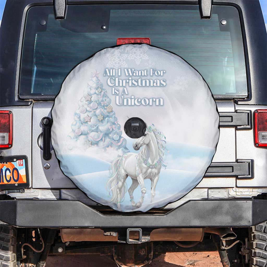 Magical Christmas Spare Tire Cover Unicorn With Cotton Candy Xmas Tree - Wonder Print Shop