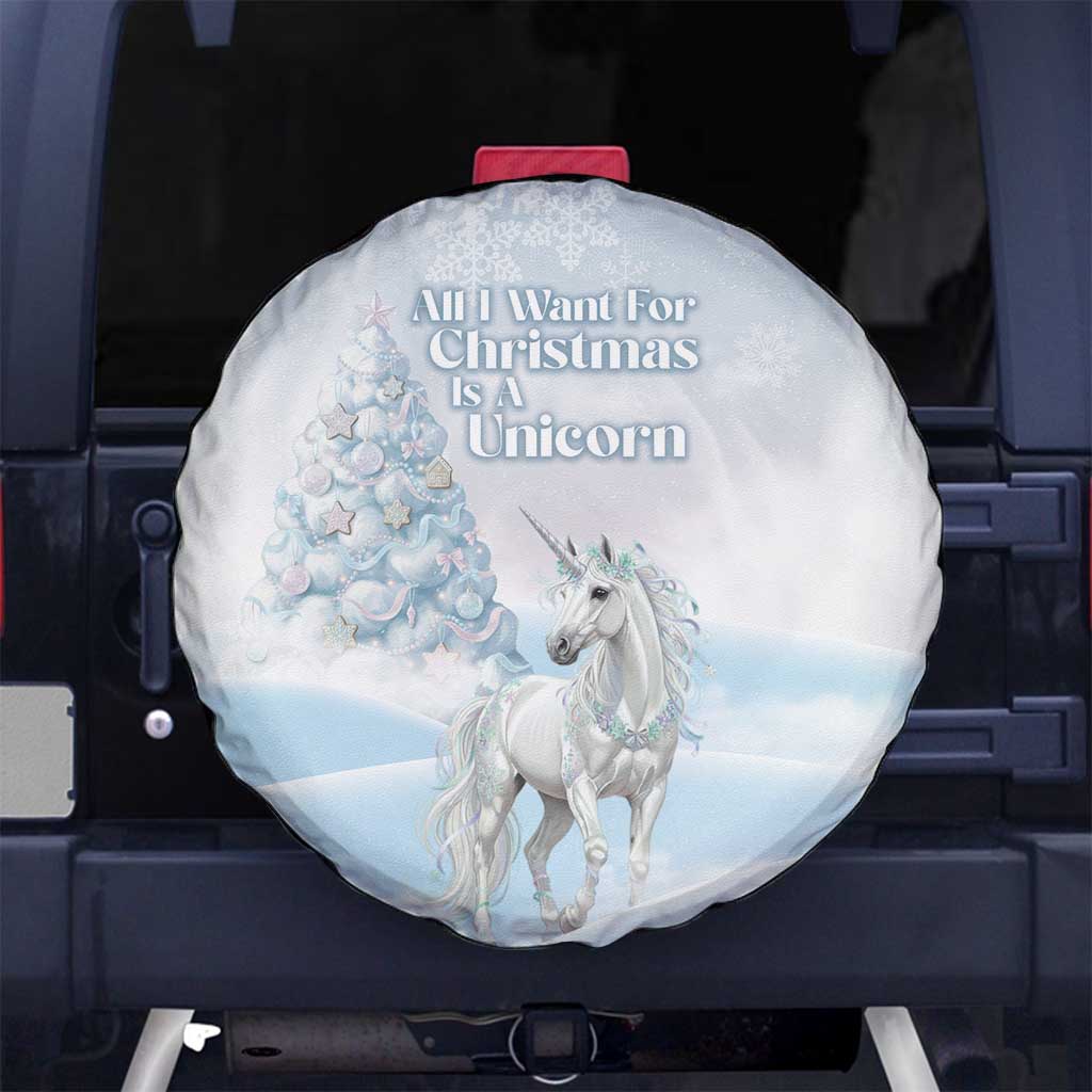 Magical Christmas Spare Tire Cover Unicorn With Cotton Candy Xmas Tree - Wonder Print Shop