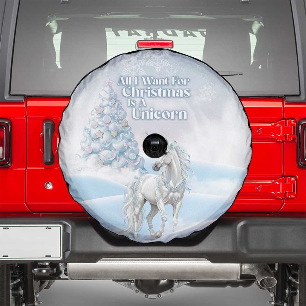 Magical Christmas Spare Tire Cover Unicorn With Cotton Candy Xmas Tree - Wonder Print Shop