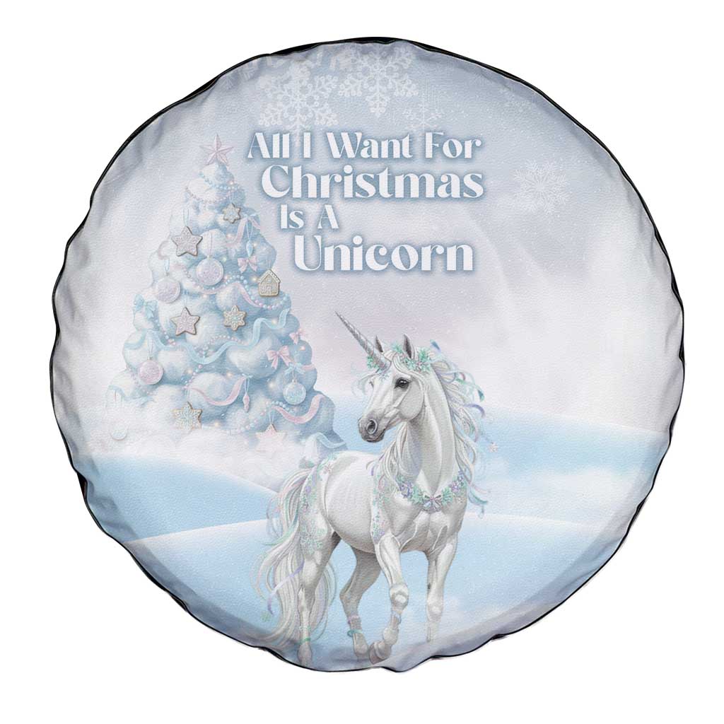 Magical Christmas Spare Tire Cover Unicorn With Cotton Candy Xmas Tree - Wonder Print Shop