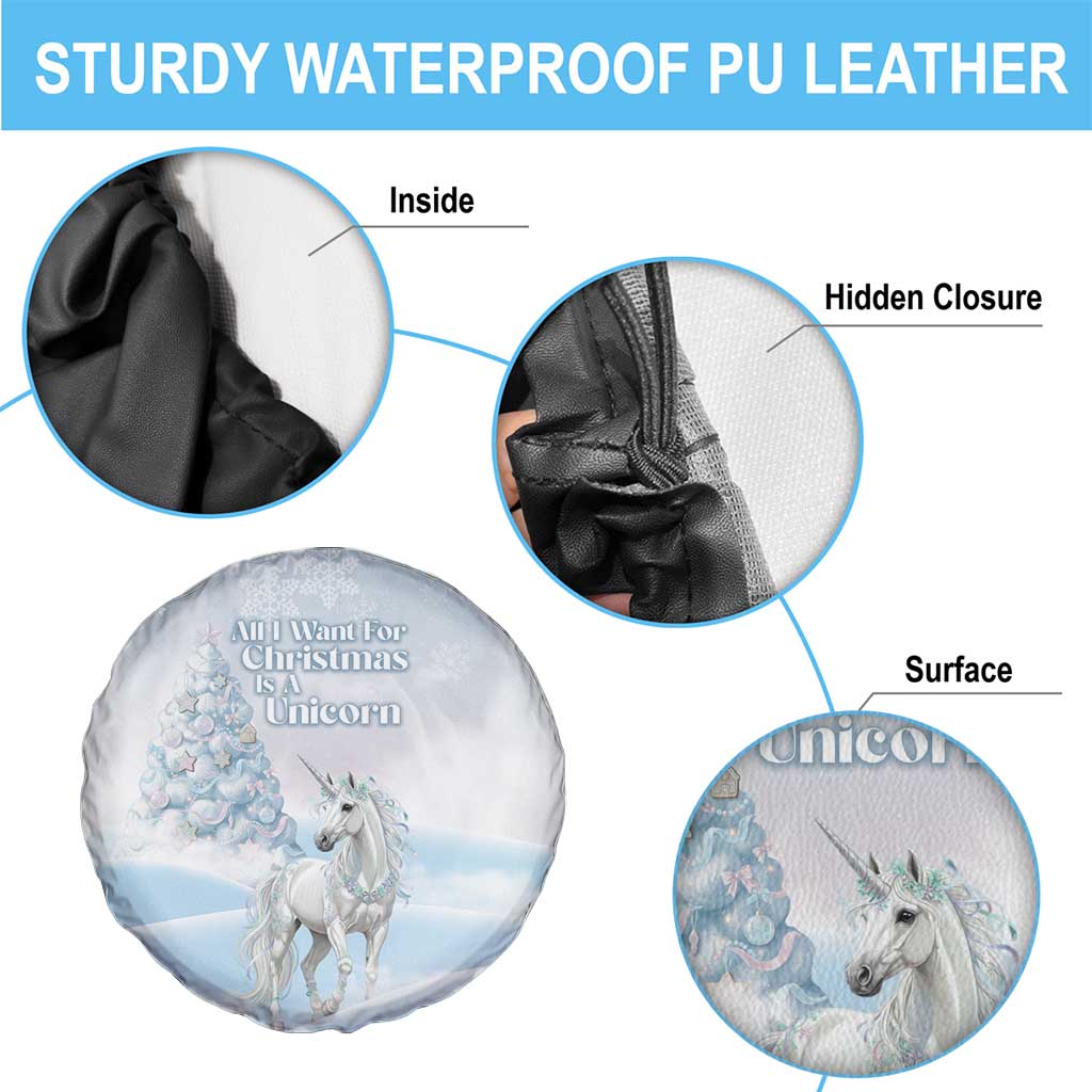 Magical Christmas Spare Tire Cover Unicorn With Cotton Candy Xmas Tree - Wonder Print Shop