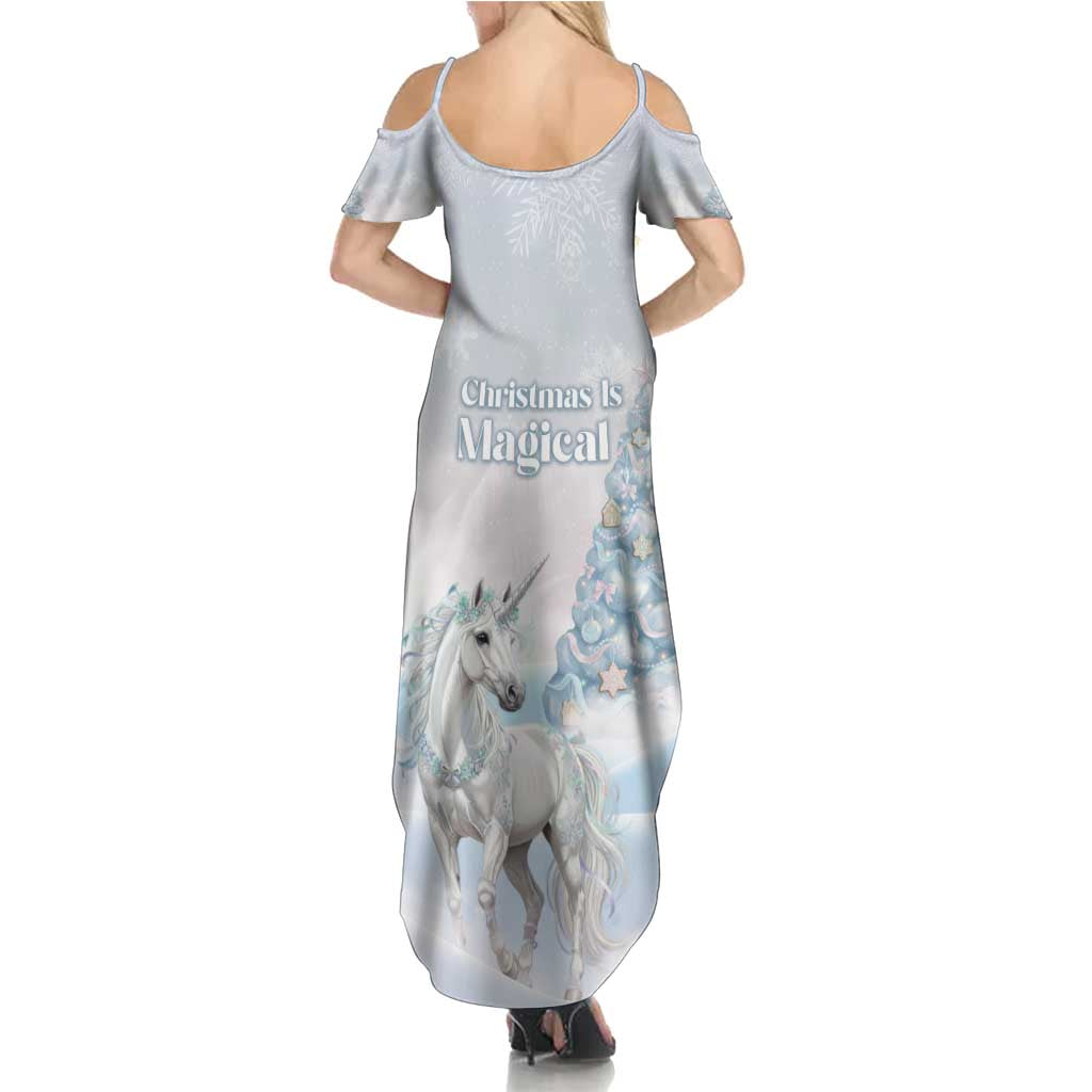 Magical Christmas Summer Maxi Dress Unicorn With Cotton Candy Xmas Tree - Wonder Print Shop