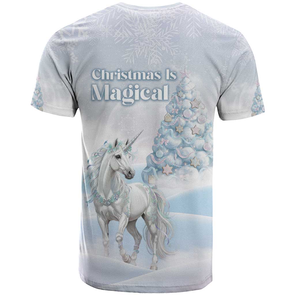 Magical Christmas T Shirt Unicorn With Cotton Candy Xmas Tree - Wonder Print Shop